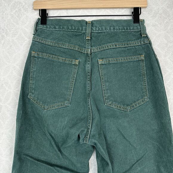 Vtg 90s Lands End Ankle Jeans Womens 6 Tall Green Denim Taper Leg Mom Grunge - Picture 6 of 13